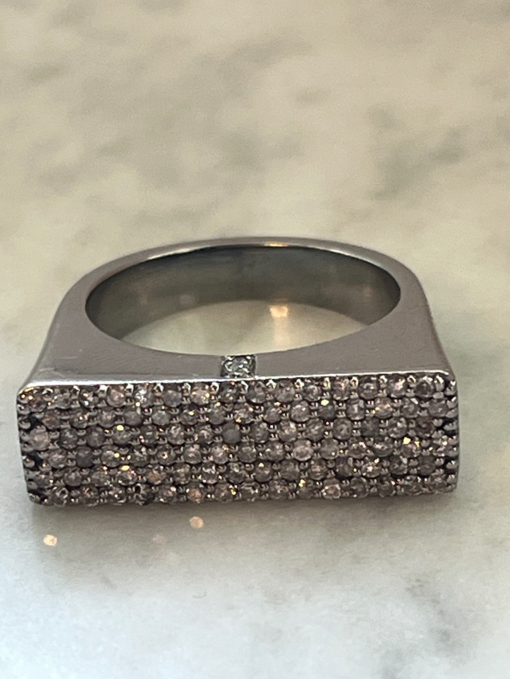 Sheryl Lowe Diamond Sterling Tower Ring Sz. 8